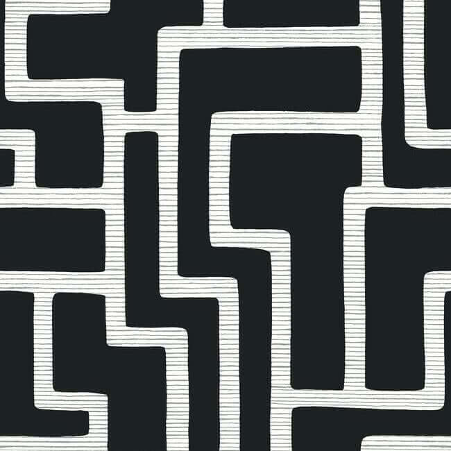graphic-polyomino-black-white-wallpaper-york-wallcoverings-bw3831 - York Wallcoverings Wallpaper