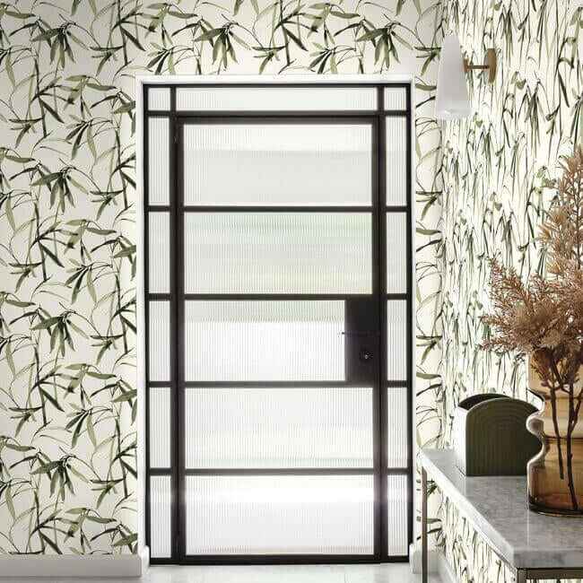 Bamboo Ink Green & Black Wallpaper - York Wallcoverings - BW3842