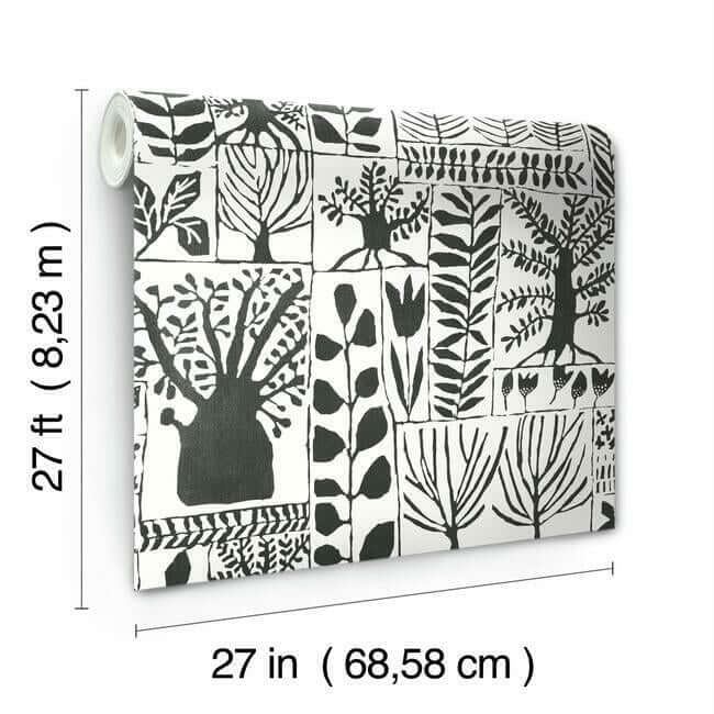 primitive-trees-black-white-wallpaper-york-wallcoverings-bw3862 - York Wallcoverings Wallpaper