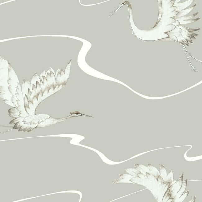 soaring-cranes-wallpaper-taupe-york-wallcoverings-bw3872 - York Wallcoverings Wallpaper