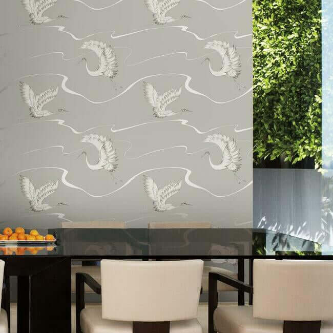 soaring-cranes-wallpaper-taupe-york-wallcoverings-bw3872 - York Wallcoverings Wallpaper