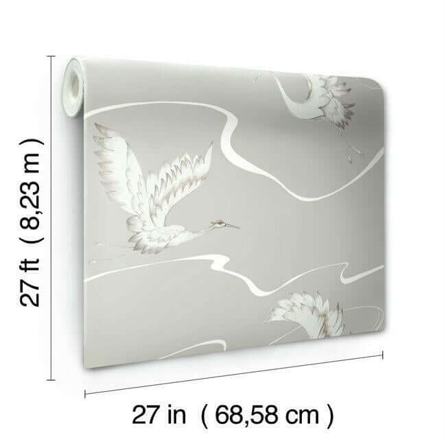 soaring-cranes-wallpaper-taupe-york-wallcoverings-bw3872 - York Wallcoverings Wallpaper