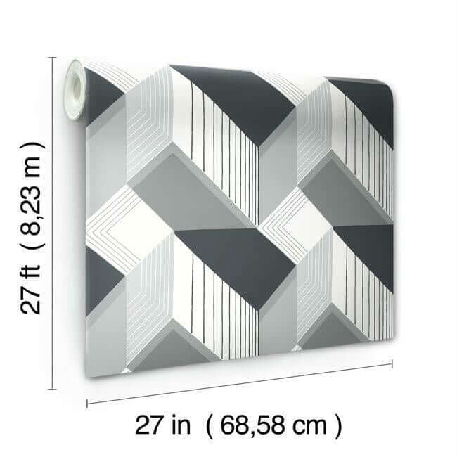 graphic-geo-black-white-wallpaper-york-wallcoverings-bw3882 - York Wallcoverings Wallpaper
