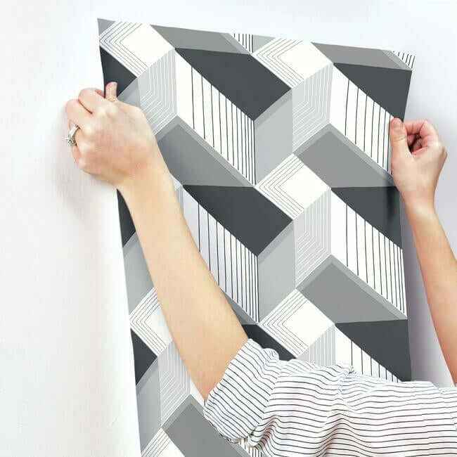 Graphic Geo Black & White Wallpaper - York Wallcoverings - BW3882 - York Wallcoverings Wallpaper