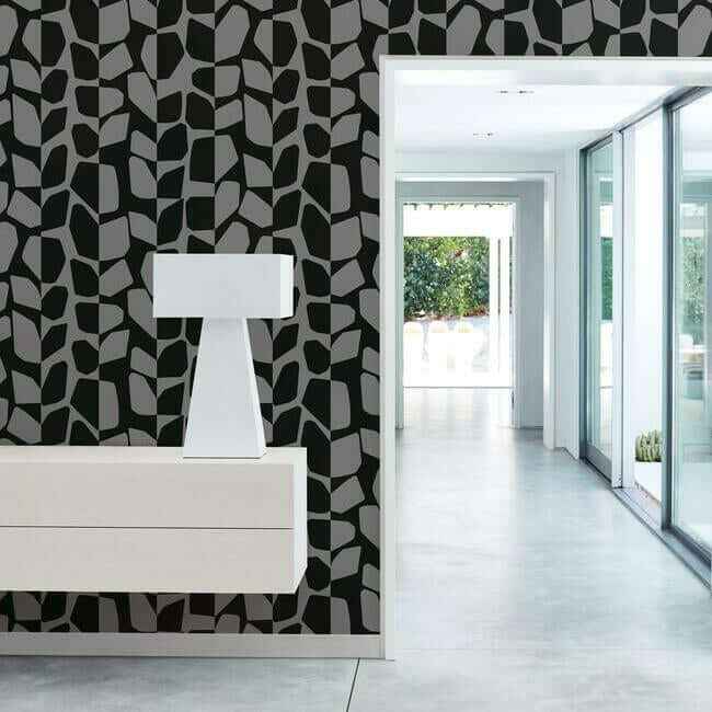 Primitive Vines Black Metallic Wallpaper - York Wallcoverings - BW3894 - York Wallcoverings Wallpaper