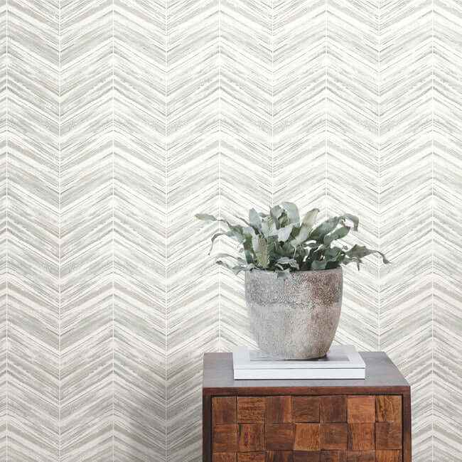 Petite Watercolor Chevron White & Grey Wallpaper - York Wallcoverings - BW3913 - York Wallcoverings Wallpaper