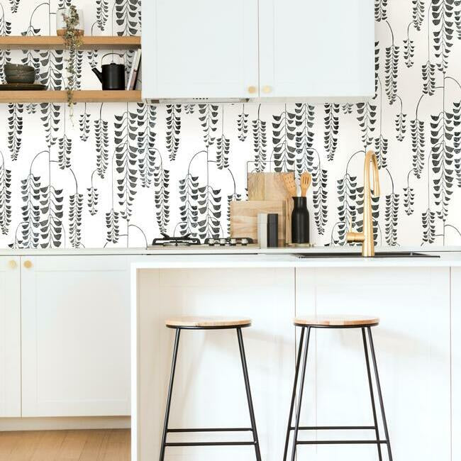 deco-wisteria-wallpaper-blackmetallic-york-wallcoverings-bw3943 - York Wallcoverings Wallpaper