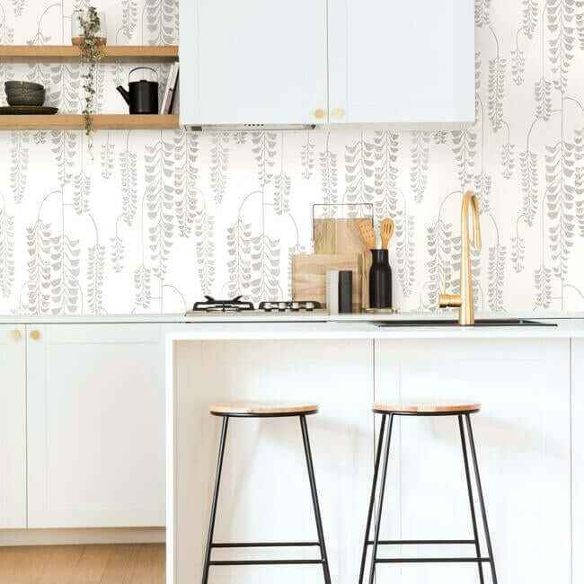 Deco Wisteria White & Cream Wallpaper - York Wallcoverings - BW3942