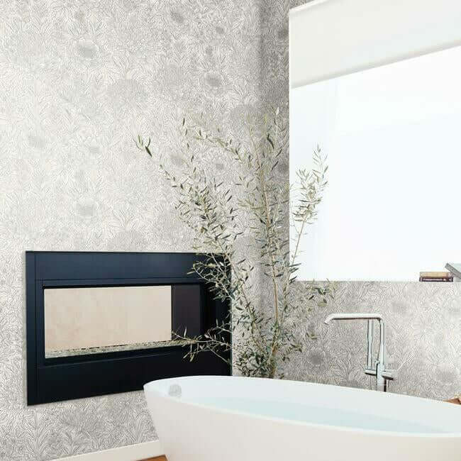 wood-block-blooms-cream-wallpaper-york-wallcoverings-bw3921 - York Wallcoverings Wallpaper