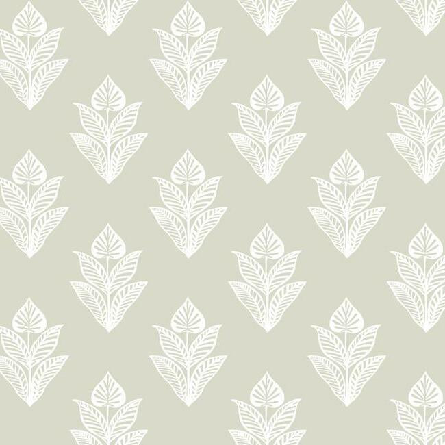 lotus-motif-wallpaper-linenwhite-york-wallcoverings-bw3978 - York Wallcoverings Wallpaper