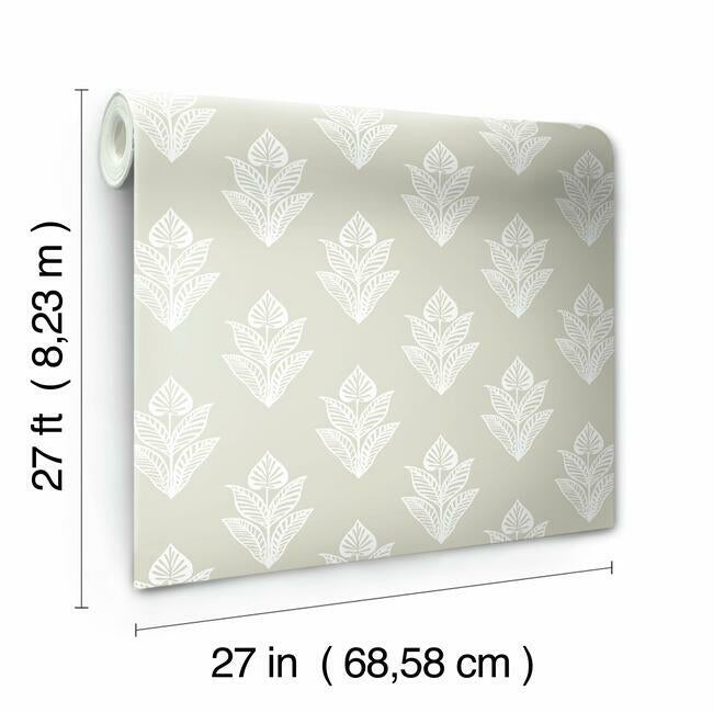 lotus-motif-wallpaper-linenwhite-york-wallcoverings-bw3978 - York Wallcoverings Wallpaper