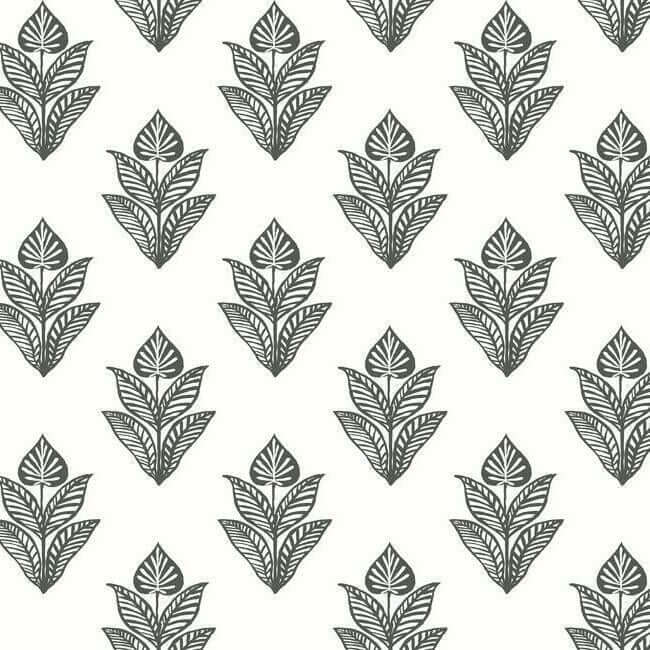 lotus-motif-black-white-wallpaper-york-wallcoverings-bw3977 - York Wallcoverings Wallpaper
