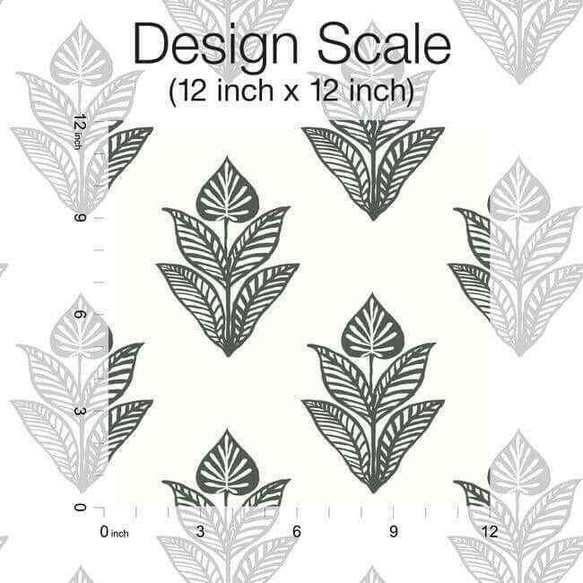 Lotus Motif Black & White Wallpaper - York Wallcoverings - BW3977 - York Wallcoverings Wallpaper