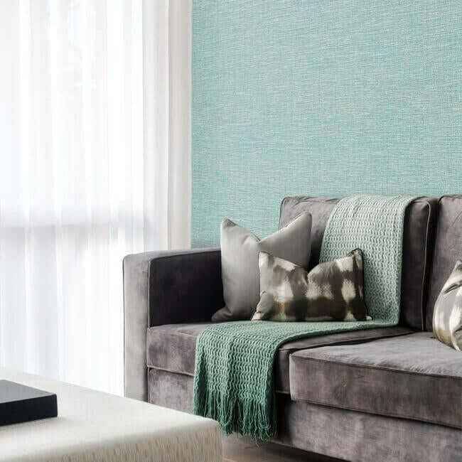 Rustica Textile Wallcovering Aqua - York Wallcoverings - HW3682R - York Wallcoverings Wallpaper