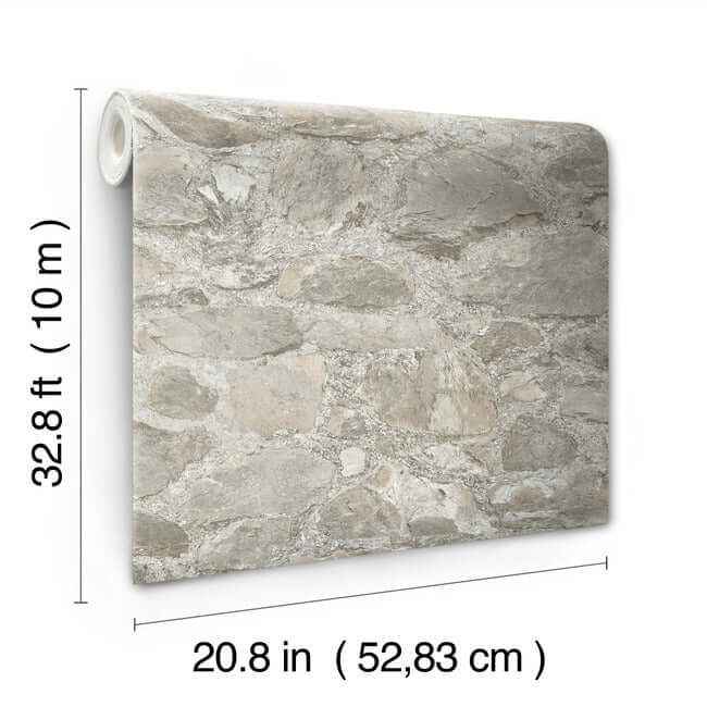 Field Stone Grey Wallpaper - York Wallcoverings - MN1802 - York Wallcoverings Wallpaper