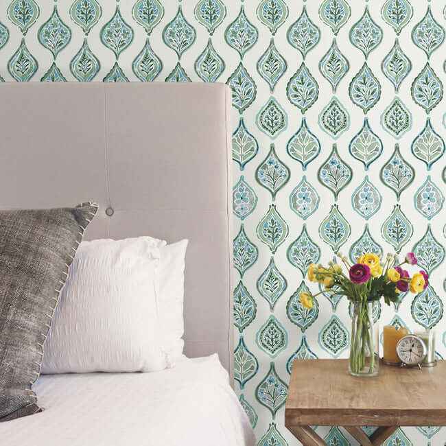 Marketplace Motif Pale Grey & Green Wallpaper - York Wallcoverings - MN1851 - York Wallcoverings Wallpaper