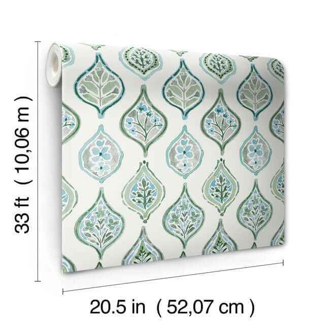 Marketplace Motif Pale Grey & Green Wallpaper - York Wallcoverings - MN1851 - York Wallcoverings Wallpaper