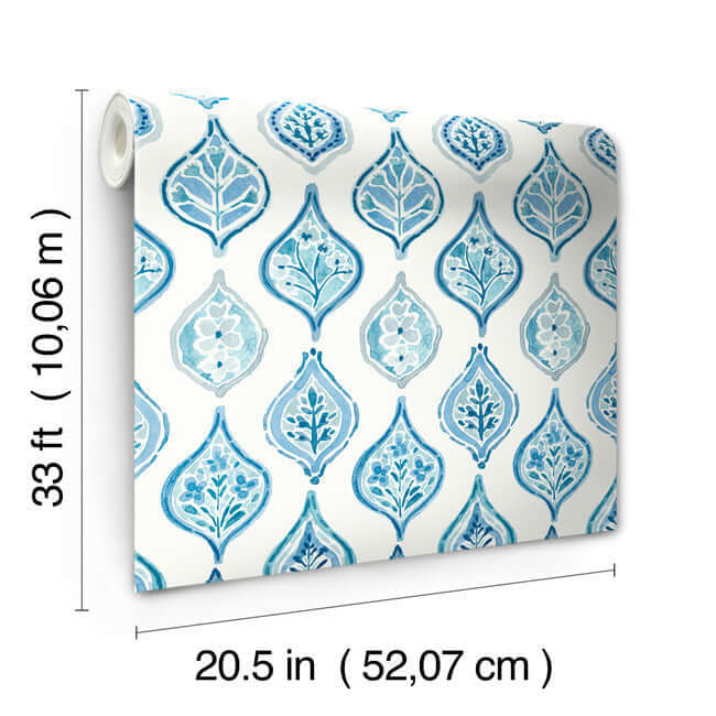 marketplace-motif-white-blue-wallpaper-york-wallcoverings-mn1850 - York Wallpaper Wallpaper