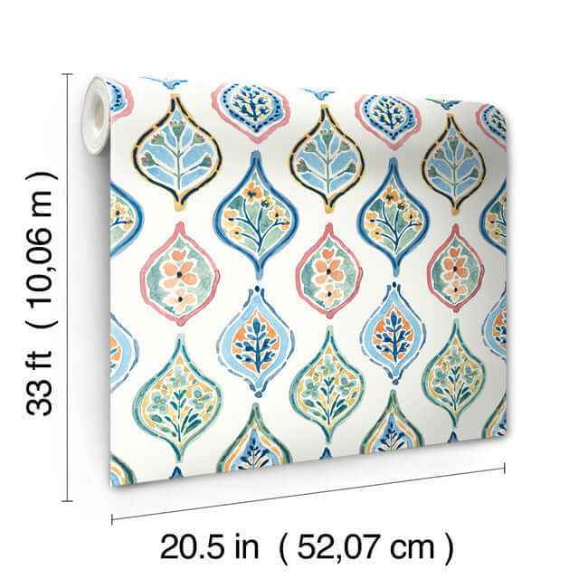 Marketplace Motif White & Multi Wallpaper - York Wallcoverings - MN1852 - York Wallcoverings Wallpaper