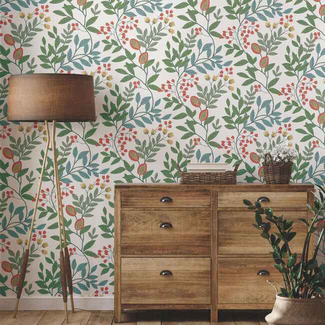 Eden Retreat White & Multi Wallpaper - York Wallcoverings - MN1841 - York Wallcoverings Wallpaper