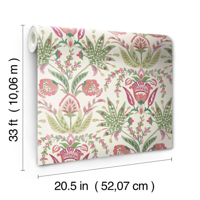 seaside-jacobean-wallpaper-beige-green-red-york-wallcoverings-mn1914