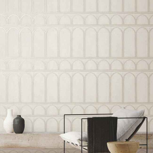 Arches Beige & Pearl Wallpaper - York Wallcoverings - MN1831