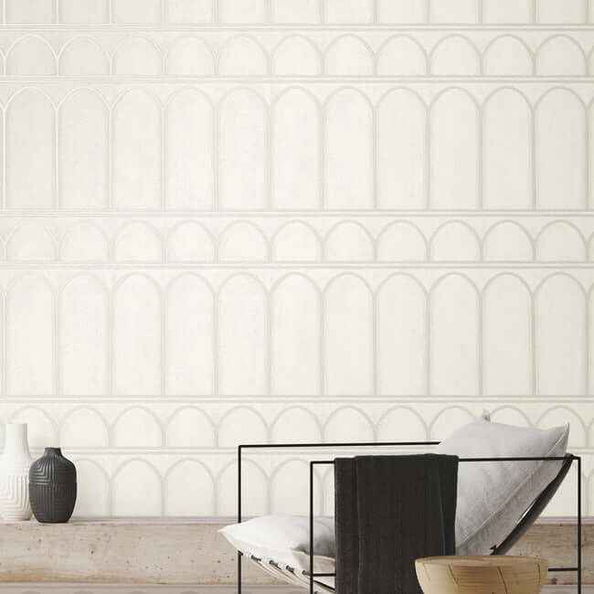 Arches White & Pearl Wallpaper - York Wallcoverings - MN1830 - York Wallcoverings Wallpaper