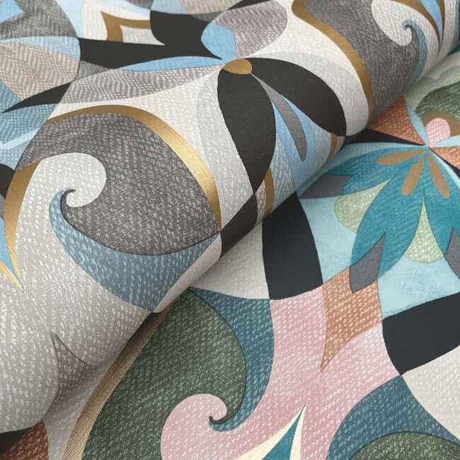 Malta Teal & Gold Wallpaper - York Wallcoverings - MN1923 - York Wallcoverings Wallpaper