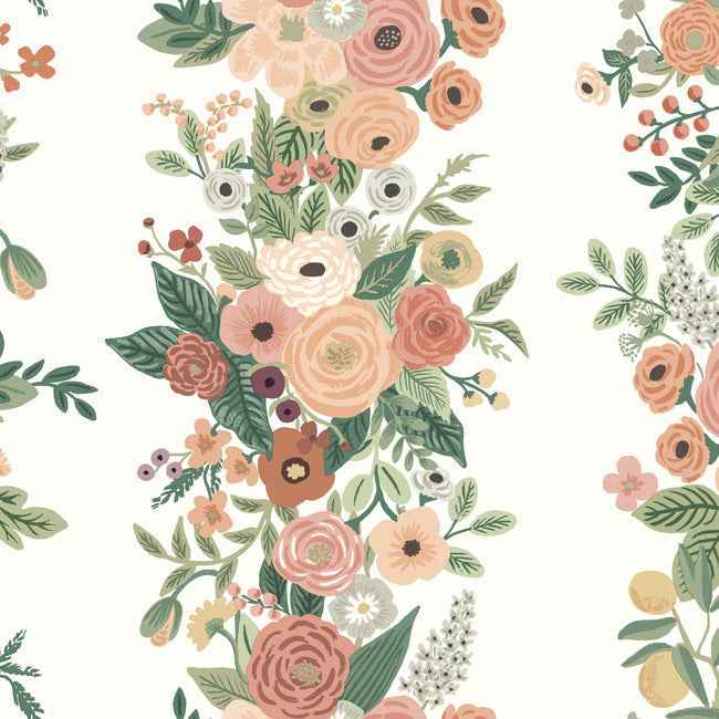 Garden Party Trellis Wallpaper Burgundy Multi - York Wallcoverings - RP7312