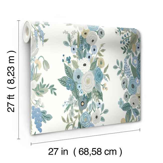 Garden Party Trellis White & Blue Wallpaper - York Wallcoverings - RP7314 - York Wallcoverings Wallpaper