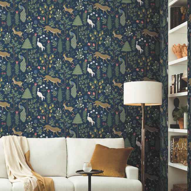 Menagerie Blue & Brown Wallpaper - York Wallcoverings - RP7304 - York Wallcoverings Wallpaper