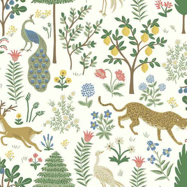 Menagerie White & Brown Wallpaper - York Wallcoverings - RP7305