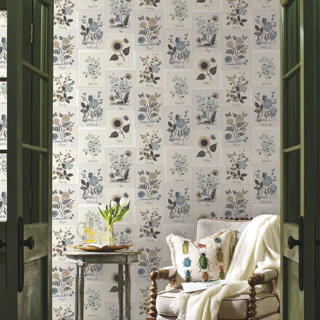 botanical-prints-wallpaper-linen-york-wallcoverings-rp7336 - York Wallcoverings Wallpaper