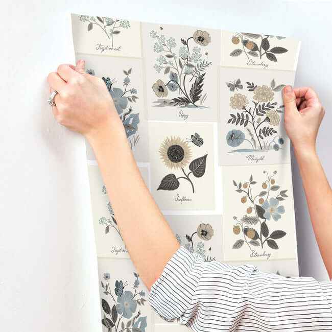 Botanical Prints Beige & Black Wallpaper - York Wallcoverings - RP7336 - York Wallcoverings Wallpaper