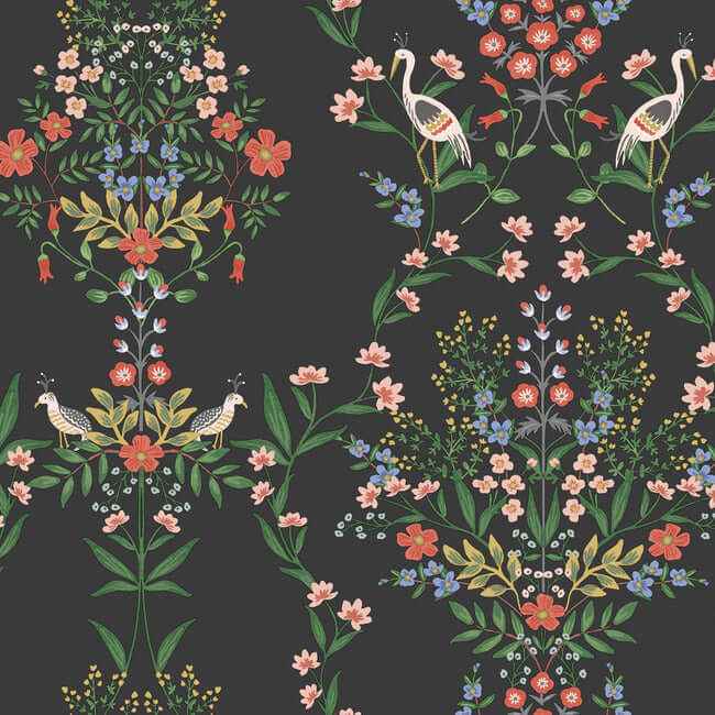 Luxembourg Black Wallpaper - York Wallcoverings - RP7329