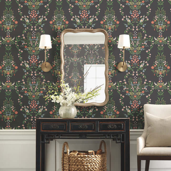 luxembourg-wallpaper-black-multi-york-wallcoverings-rp7329 - York Wallcoverings Wallpaper