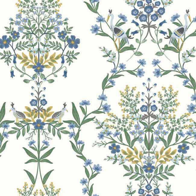 Luxembourg White & Blue Wallpaper - York Wallcoverings - RP7330 - York Wallcoverings Wallpaper