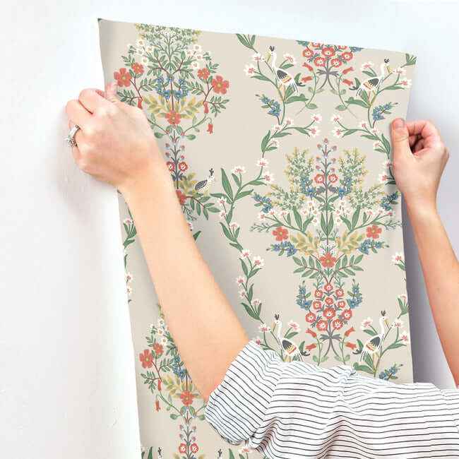 Luxembourg Beige & Red Wallpaper - York Wallcoverings - RP7327 - York Wallcoverings Wallpaper
