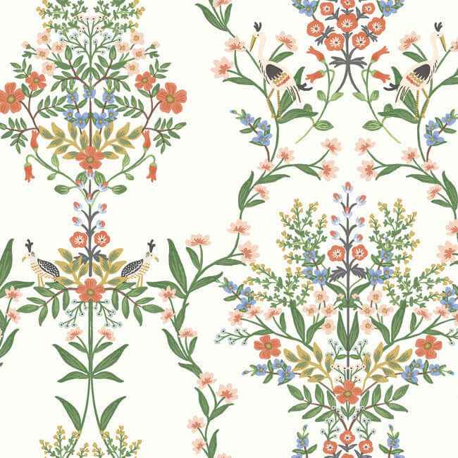 Luxembourg White & Green Wallpaper - York Wallcoverings - RP7328