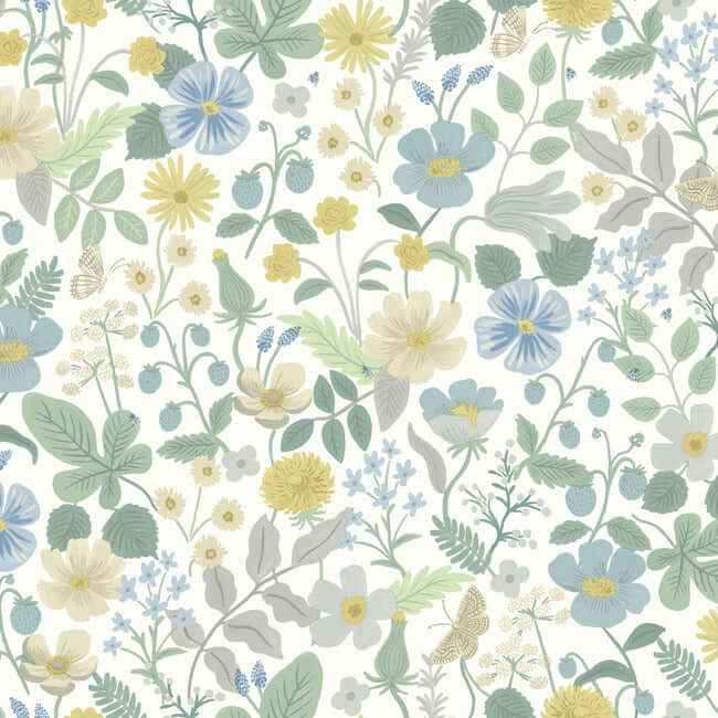 Strawberry Fields White & Green Wallpaper - York Wallcoverings - RP7357 - York Wallcoverings Wallpaper