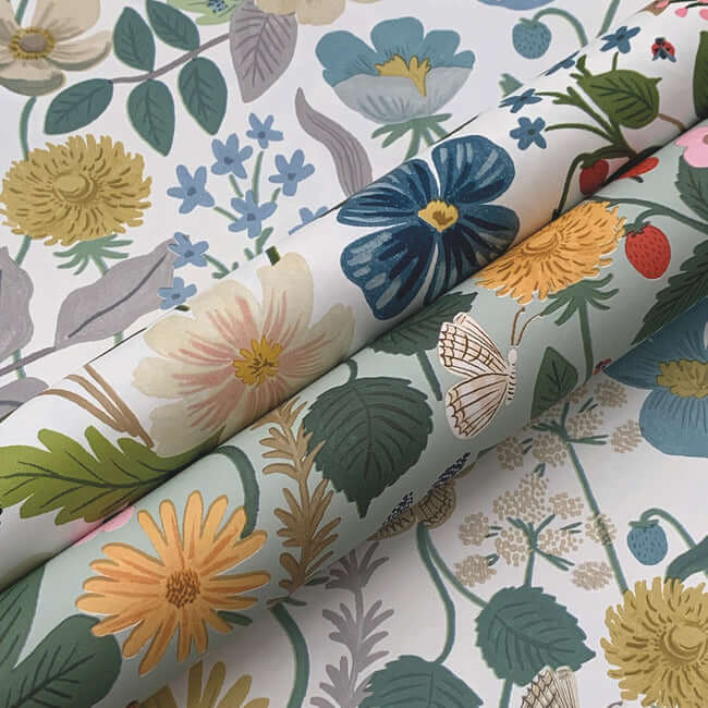 strawberry-fields-wallpaper-blue-green-york-wallcoverings-rp7357 - York Wallcoverings Wallpaper