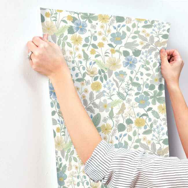 Strawberry Fields White & Green Wallpaper - York Wallcoverings - RP7357 - York Wallcoverings Wallpaper