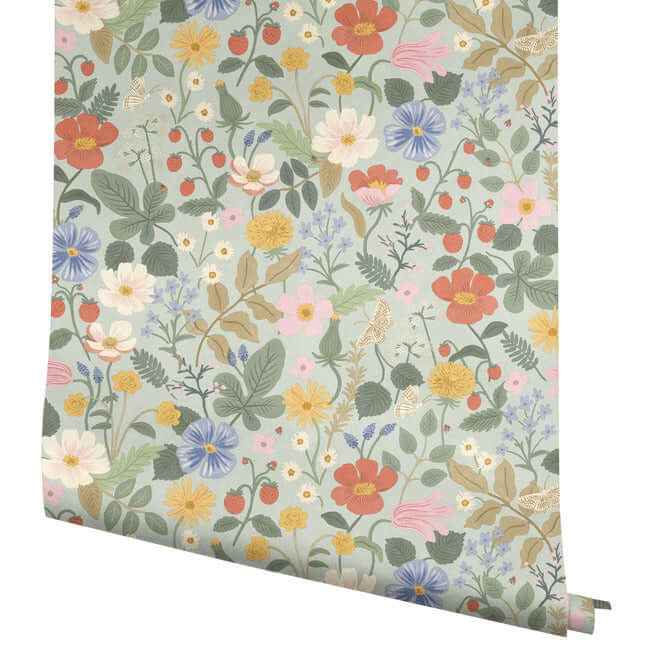 Strawberry Fields Green & Pink Wallpaper - York Wallcoverings - RP7356 - York Wallcoverings Wallpaper