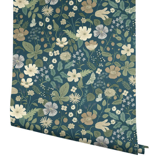 strawberry-fields-blue-green-wallpaper-york-wallcoverings-rp7359 - York Wallpaper Wallpaper