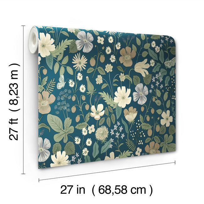 strawberry-fields-wallpaper-teal-york-wallcoverings-rp7359