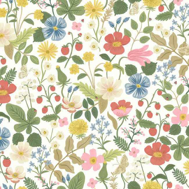 Strawberry Fields White & Red Wallpaper - York Wallcoverings - RP7354 - York Wallcoverings Wallpaper
