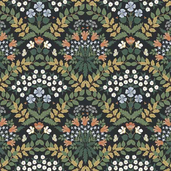 Bramble Black & Green Wallpaper - York Wallcoverings - RP7318 - York Wallcoverings Wallpaper
