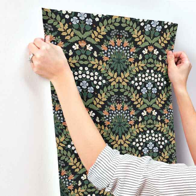 Bramble Black & Green Wallpaper - York Wallcoverings - RP7318 - York Wallcoverings Wallpaper