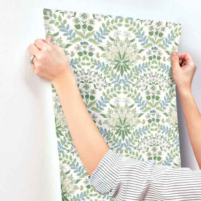 Bramble White & Blue Wallpaper - York Wallcoverings - RP7323 - York Wallcoverings Wallpaper