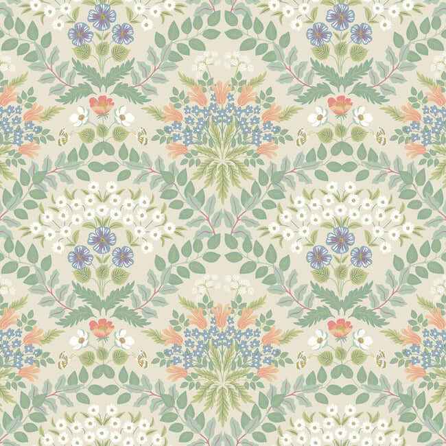 Bramble Beige & Green Wallpaper - York Wallcoverings - RP7321 - York Wallcoverings Wallpaper